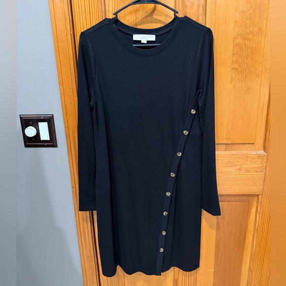 Loft- Side Button Long Sleeve Mini Dress- size small - Picture 3 of 8